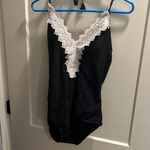 Black White One Piece Swim